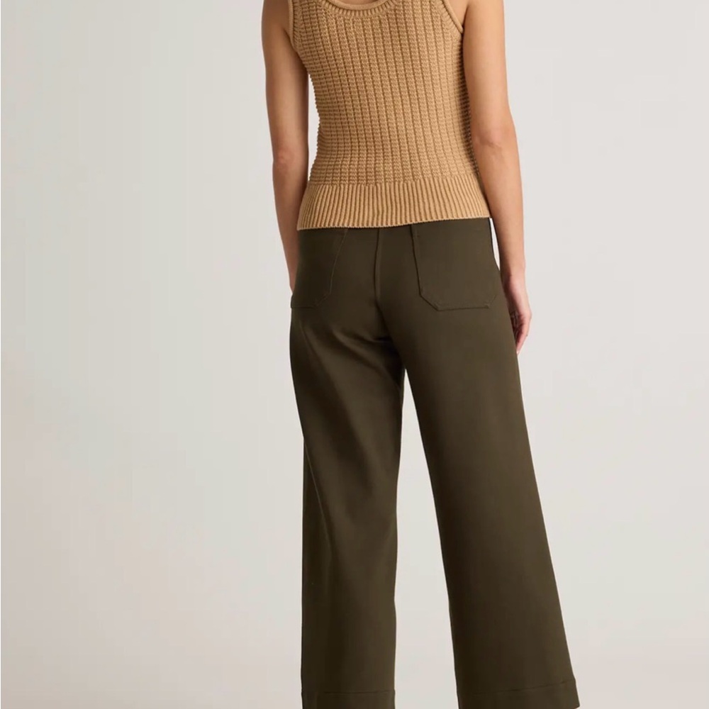 Quince Ultra-Stretch Ponte Cropped Wide Leg Pants- Olive New with tag - Picture 3 of 7